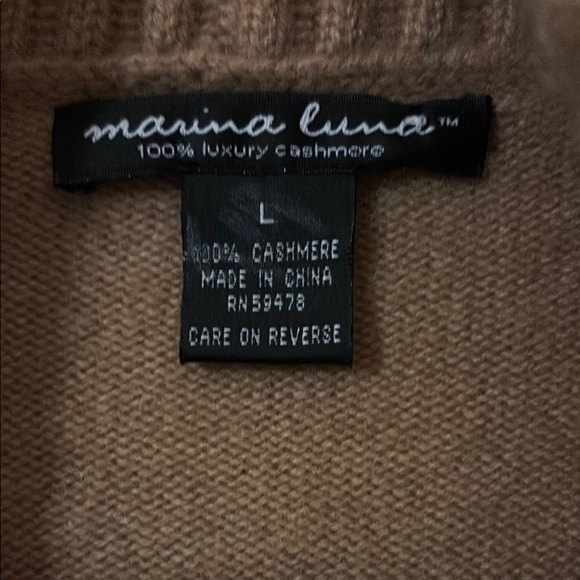 Marina Luna Tan Shrug with Shawl Collar - 100% Cashmere - Size L - Picture 2 of 7